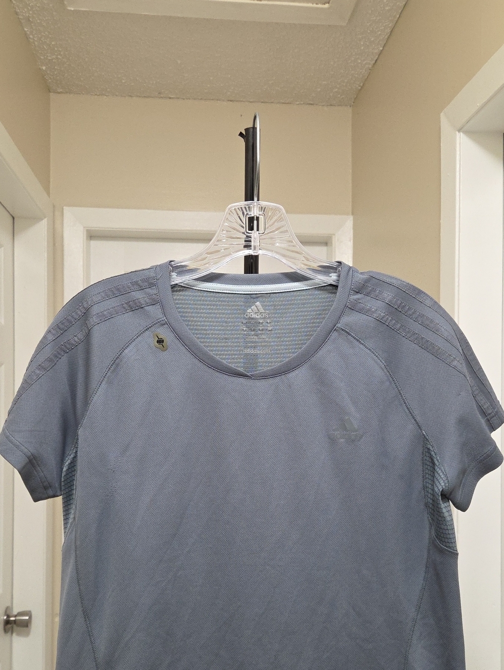 Adidas Women's Light Slate Performance Athletic Tee | Climacool Mesh Running Gym - Picture 3 of 8